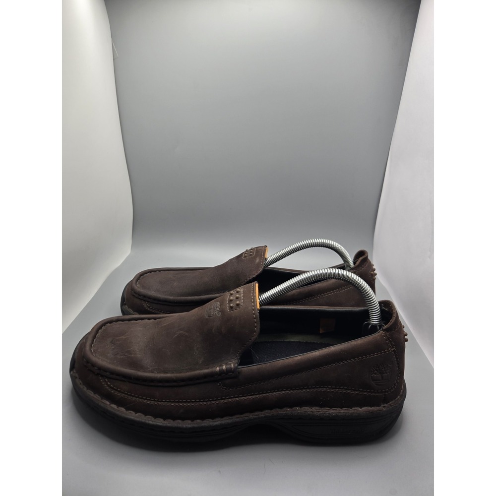 Timberland Men's 8.5 M Brown Leather Slip On Loafers Moc Toe Driving Shoes 79509 - Picture 2 of 9
